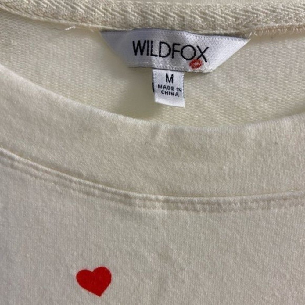 Wildfox Cream Top with Red Heart Accent Medium - Picture 5 of 6